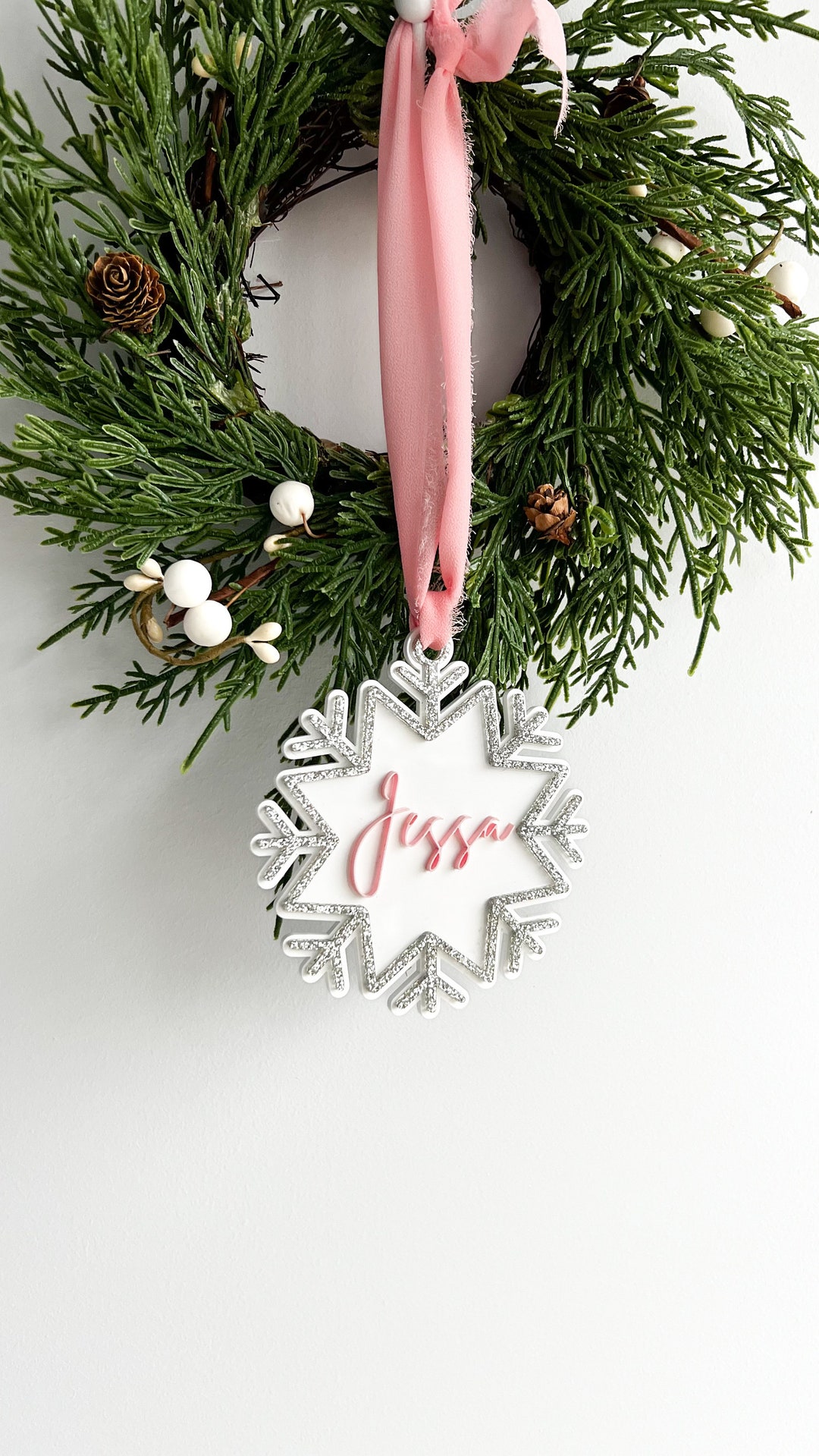 Snowflake Ornament Name Tag Christmas Stocking Tag Custom Name Tag