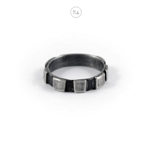 Sterling silver massive ring BLOCKS - oxidized | art jewelry from Poland, handmade silver ring, any size, artisan rough jewelry, raw silver