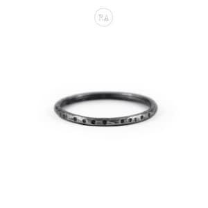 Silver ring TEXTURE -  sterling silver uneven ring - any size handmade stacking ring, hammered, raw silver oxidized T19, artisan jewelry