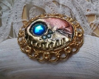 Ocean Fish Eye - Zauberhafte abstrakte Vintage Brosche, Maritim, Anstecker, Strass, Pin, Vintage Jewelry brooch