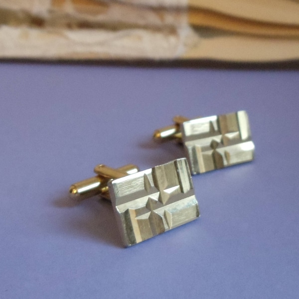 Vintage Retangle Cufflinks - elegante, goldfarbene Manschettenknöpfe in rechteckigen, schlichten Design, Men Juwelry, Schmuck