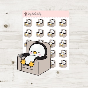 Planner Stickers Penguin Binge TV