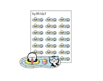 Planner Stickers Penguins In a Pool