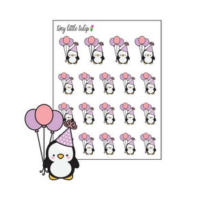 Planner Stickers Penguin w/ Balloons