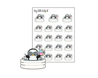 Planner Stickers Penguin Kiddie Pool