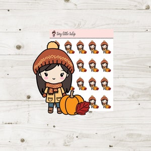 Planner Stickers Fall Planner Girl w/ Pumpkin
