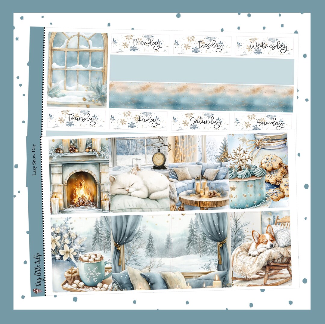 Lazy Snow Day-standard Vertical Weekly Kit-planner Stickers - Etsy