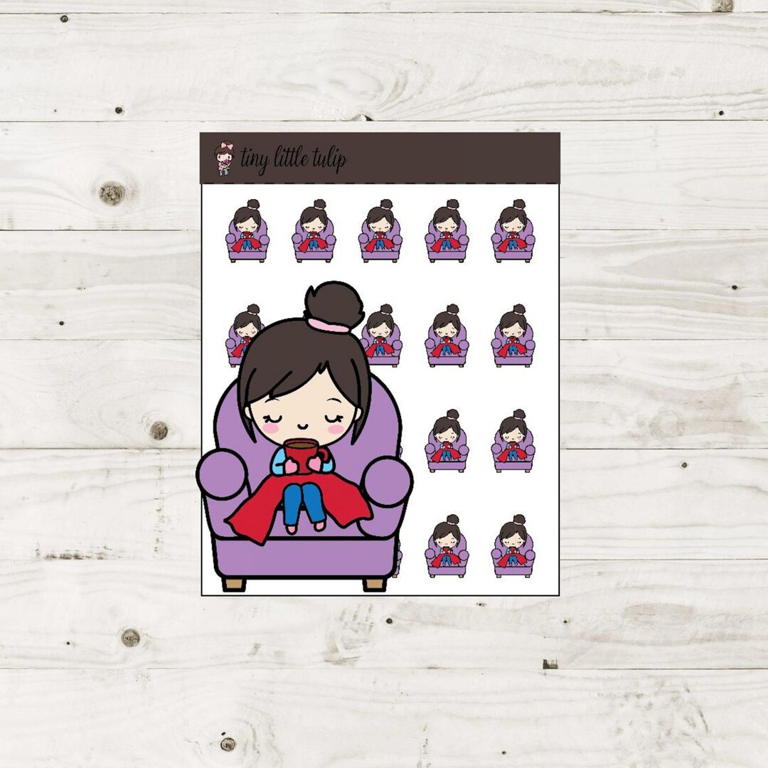 Planner Stickers Christmas Planner Girl Blanket and Coffee - Etsy