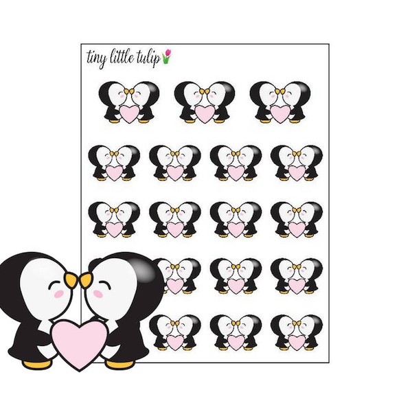 Planner Stickers Penguin Date Night Couples Stickers