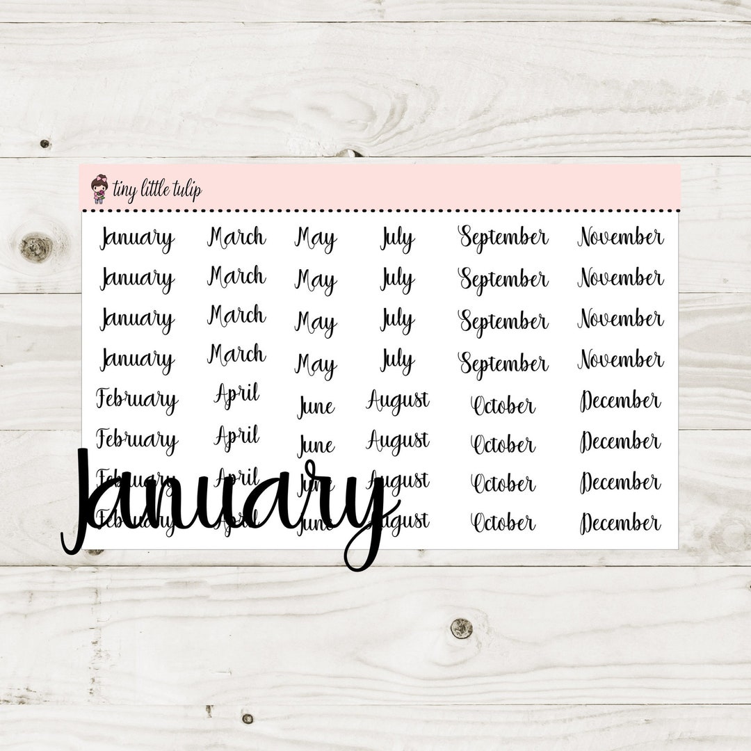Planner Stickers Script Stickers Months of the Year - Etsy
