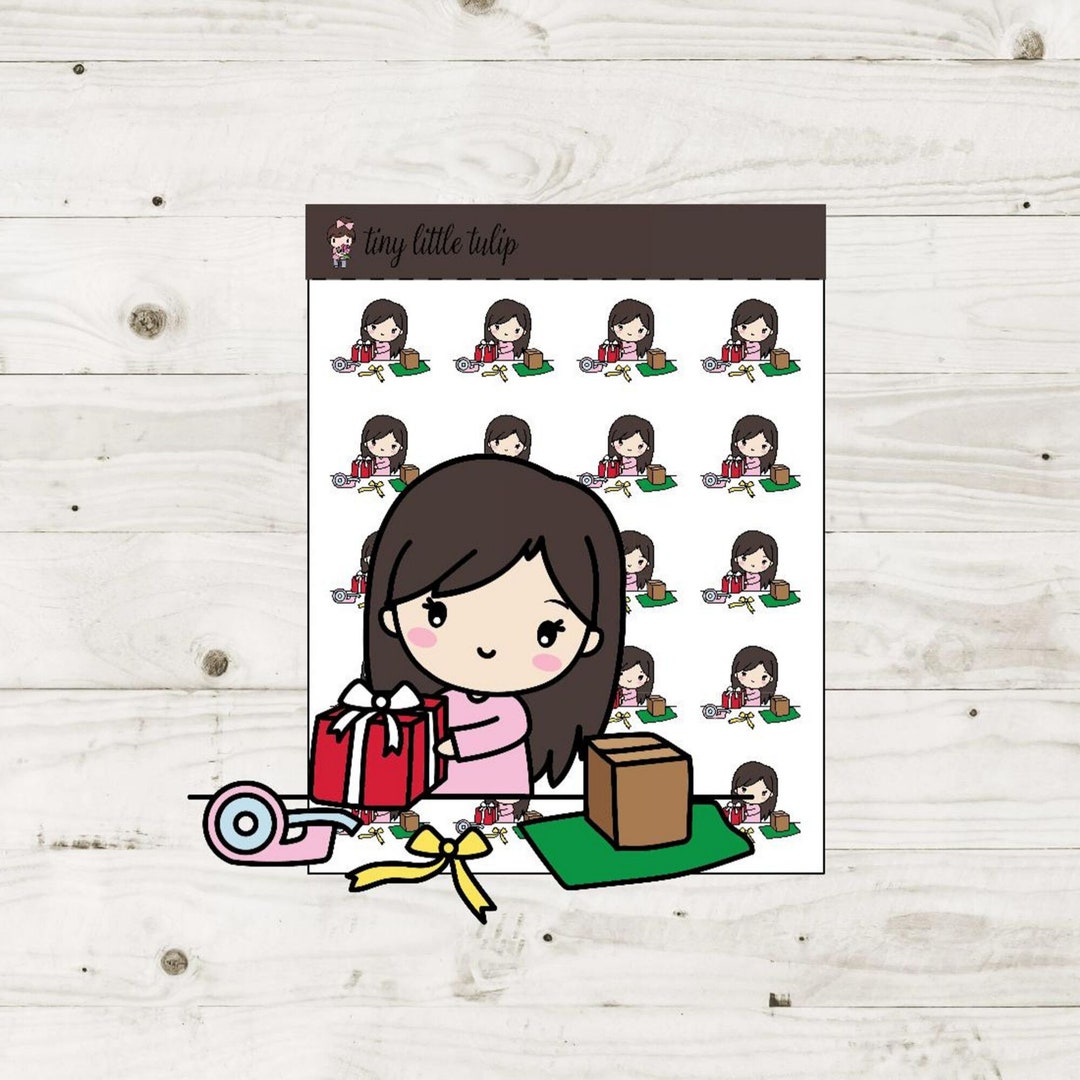 Planner Stickers Christmas Planner Girl Wrap Gifts - Etsy