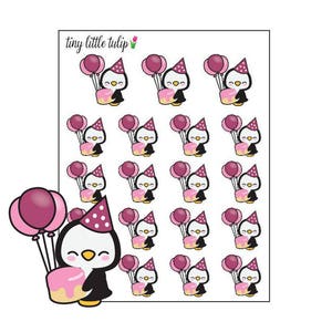 Planner Stickers Penguin Birthday