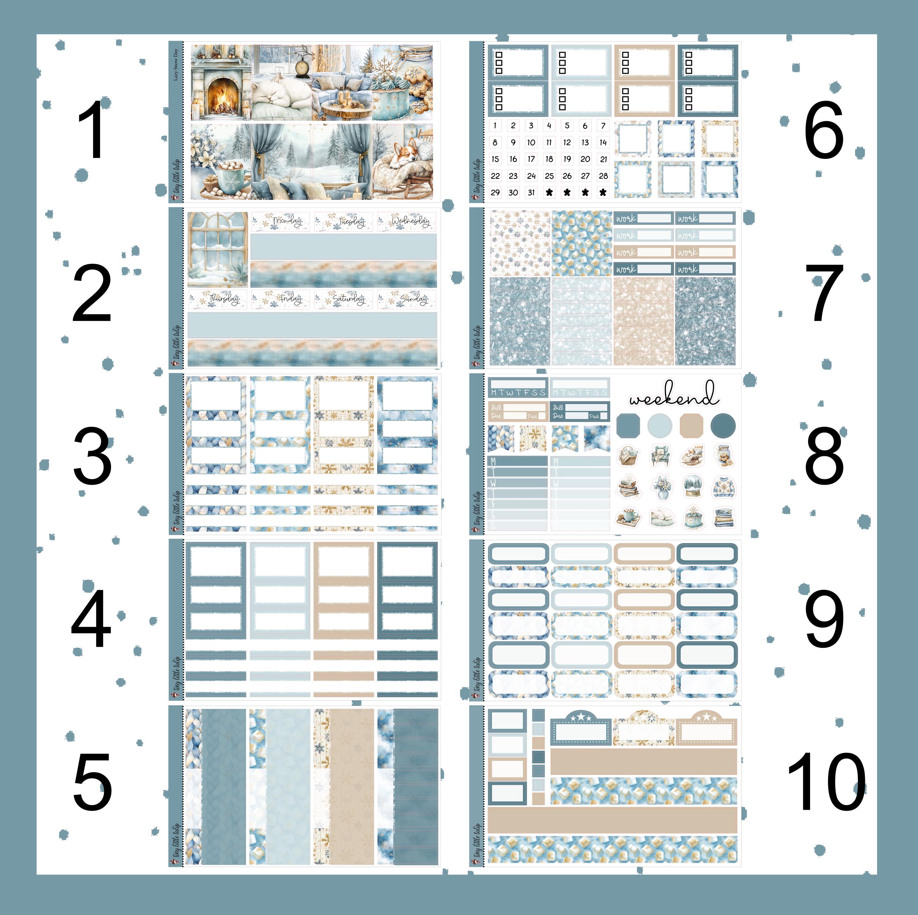 Lazy Snow Day-standard Vertical Weekly Kit-planner Stickers - Etsy