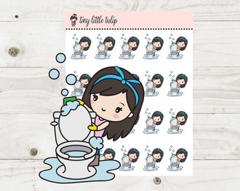 Planner Stickers Planner Girl Clean Toilet