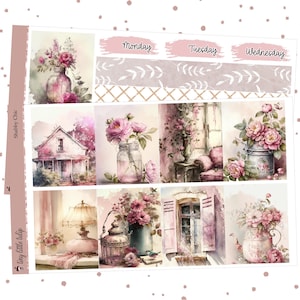 Autocollants de planificateur hebdomadaire vertical Shabby Chic-Standard