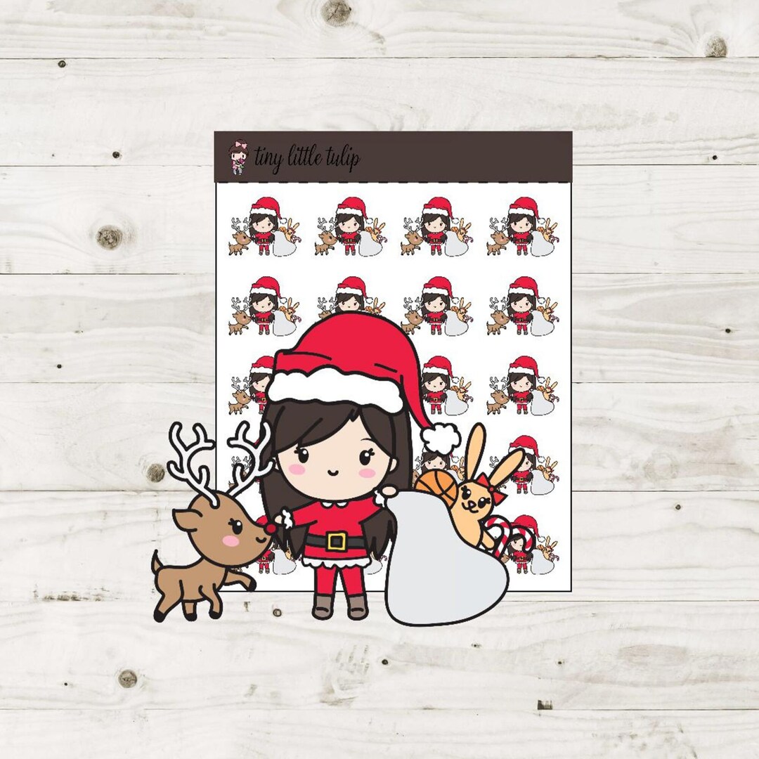 Planner Stickers Christmas Planner Girl Reindeer - Etsy