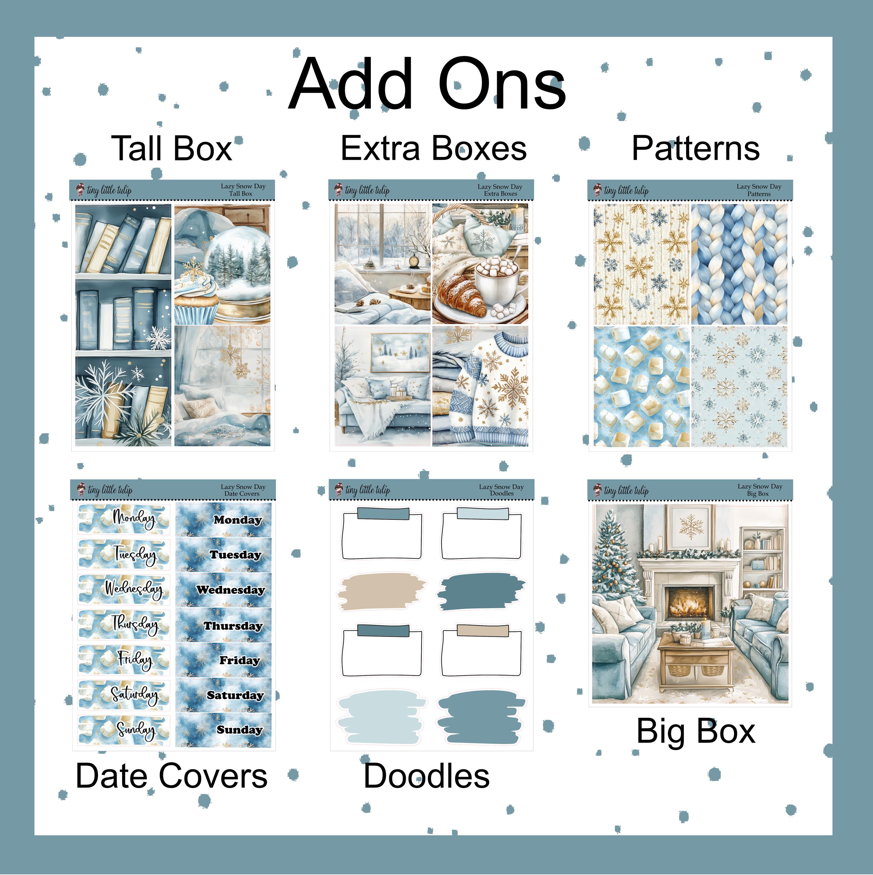 Lazy Snow Day-standard Vertical Weekly Kit-planner Stickers - Etsy