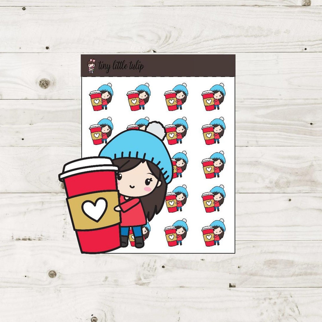 Planner Stickers Christmas Planner Girl Coffee - Etsy