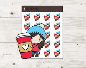 Planner Stickers Christmas Planner Girl Coffee