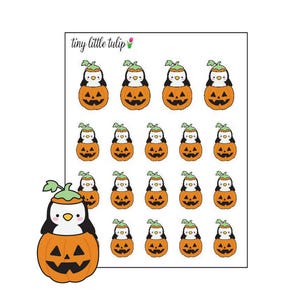 Planner Stickers Penguin in a Pumpkin