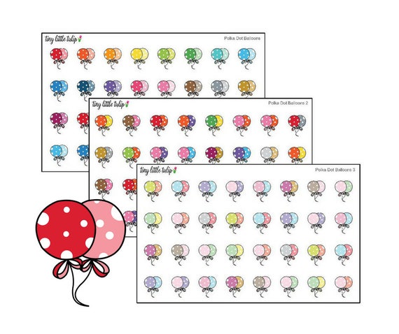 Planner Stickers Polka-dot Balloons 