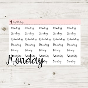 Planner Stickers Script Stickers Days of the Week