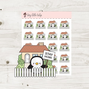 Planner Stickers Penguin Stay Home