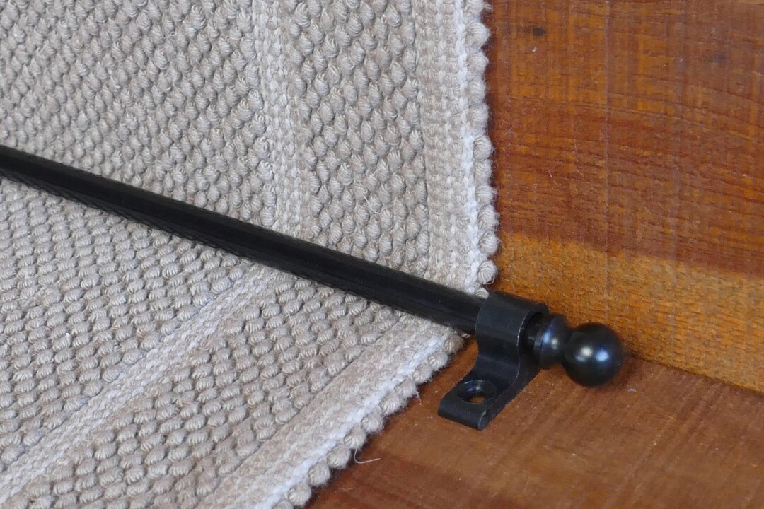 Black Stair Rods & Hardware Set - 3/8" Aluminum Runner Rods For Stairway Carpet/Rug Holders