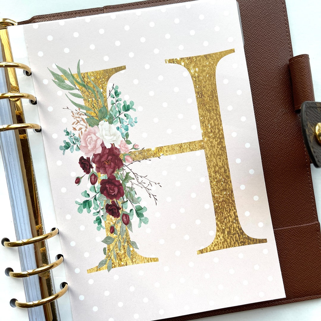 Floral Letter Planner Dashboard: A5 A6 Ring Planner Insert - Etsy