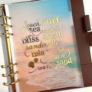 FOILED VELLUM SUMMER Beach for Ring Planners , A6, B6, Personal, Personal Wide A5 A5 wide