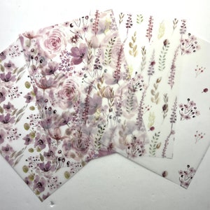 FLORAL VELLUM DASHBOARD Set Purple Floral for Ring Planners , A6, B6, Personal, Personal Wide A5 A5 wide