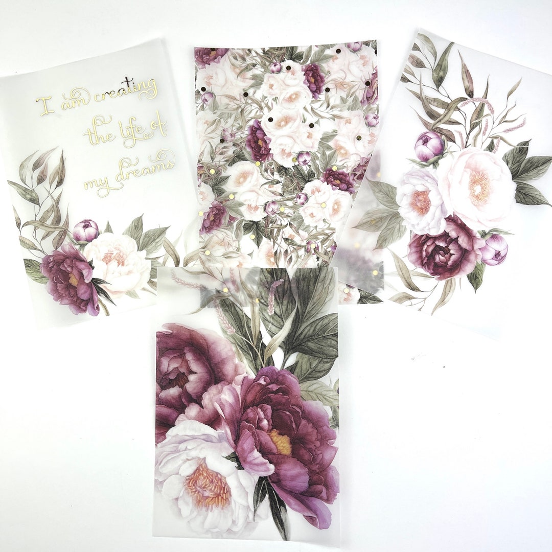 Foiled Vellum Dashboard Set: Purple Floral Ring Planner Inserts - Etsy