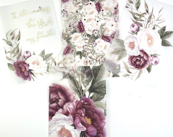 Foiled Vellum Dashboard Set: Purple Floral Ring Planner Inserts