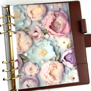 VELLUM DASHBOARD Blumen Pfingstrosen für Ring Planner , A6, B6, Personal, Personal Wide A5 A5 wide