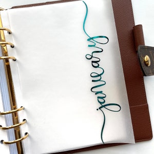 Foiled MONTHLY Vellum Dashboard für RingPlaner, A6, B6, Personal, Personal Wide A5 A5 wide