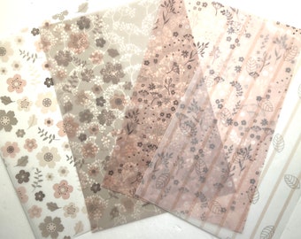 FLORAL VELLUM DASHBOARD Set Pink Brown Neutral for Ring Planners , A6, B6, Personal, Personal Wide A5 A5 wide