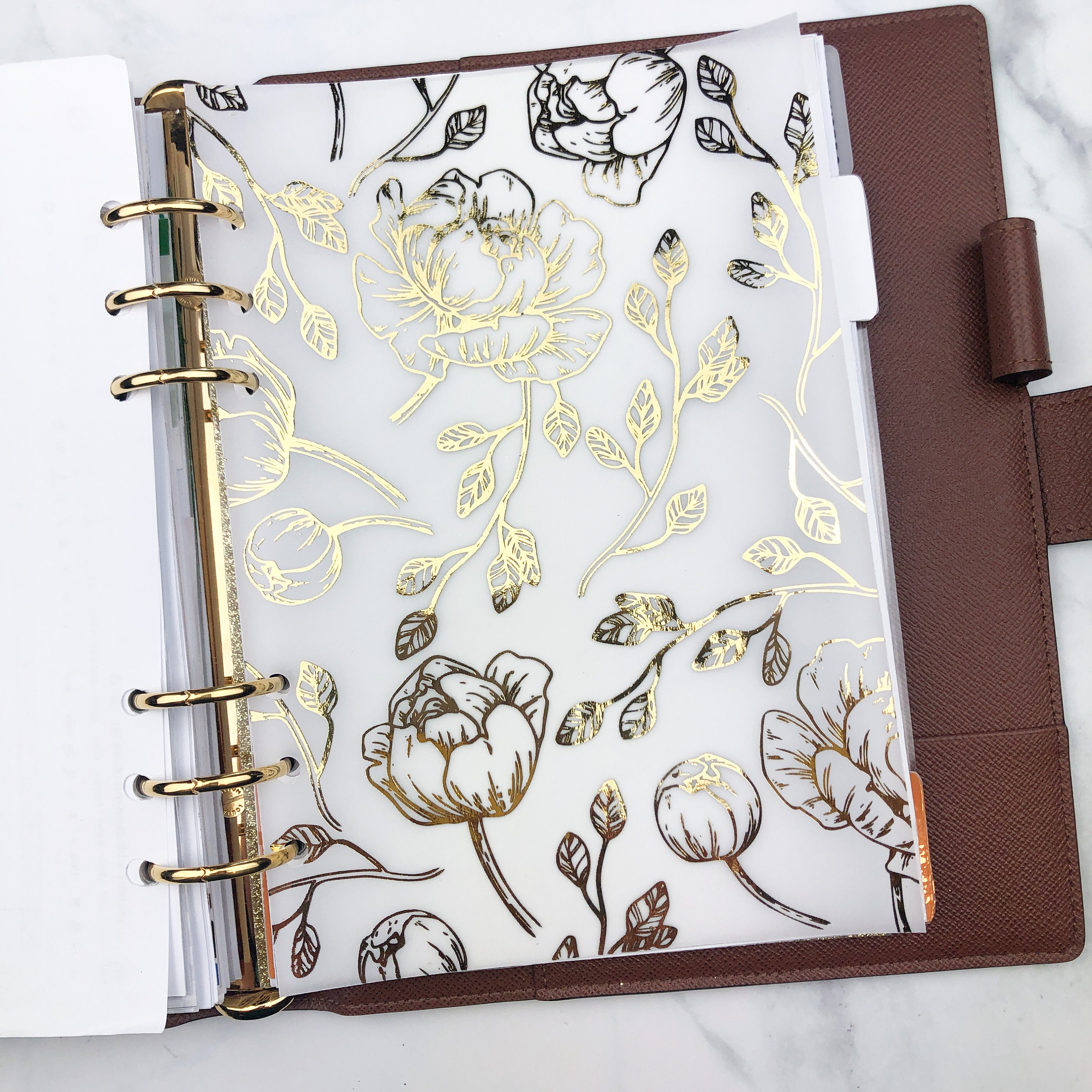FOILED Floral VELLUM DASHBOARD for Ring Planners , A6, B6, Personal, …