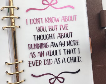 Foiled Vellum Planner Dashboard: A6, B6, Personal, A5 Ring Planners