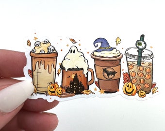 Halloween Coffee Sticker: Water Resistant Vinyl Decal