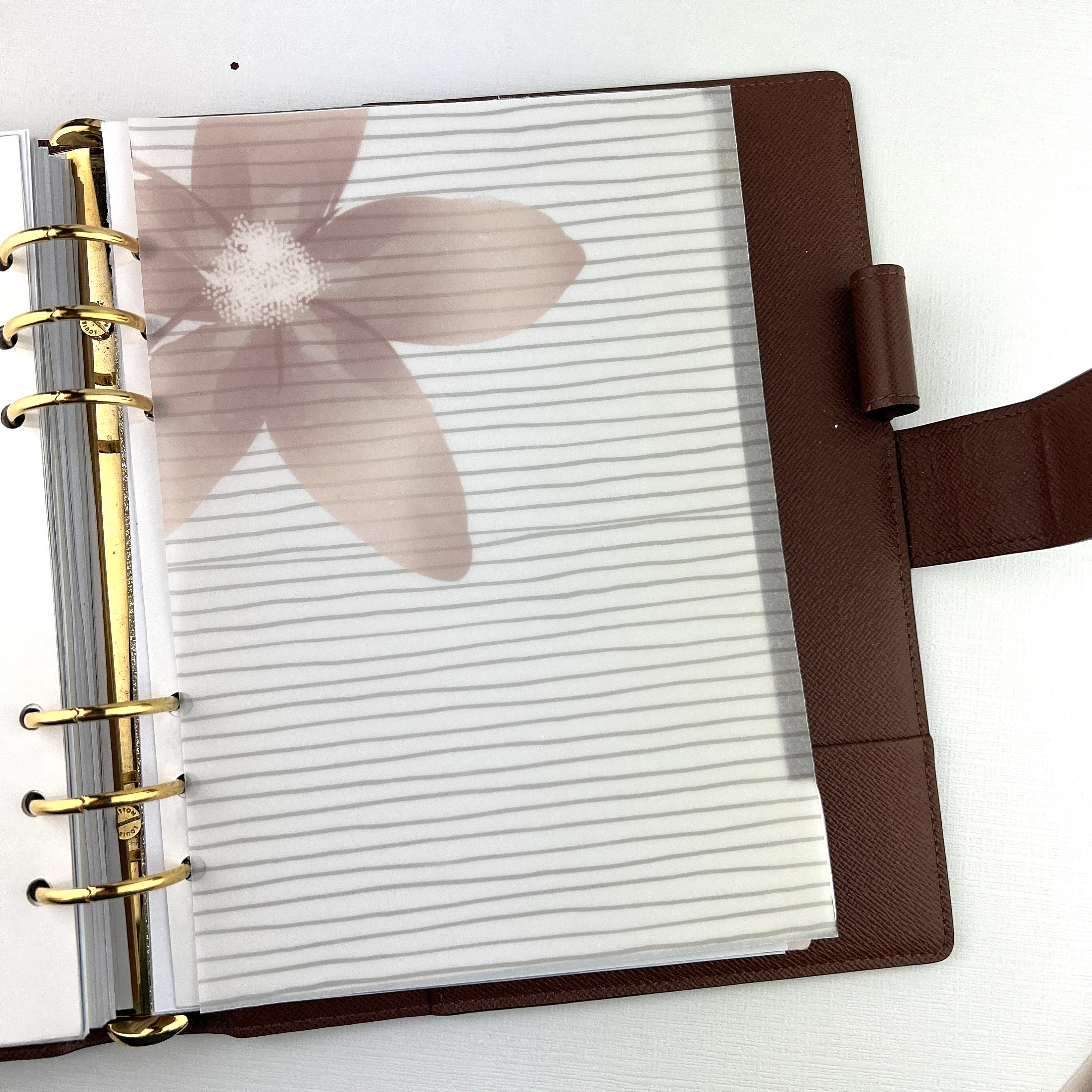 VELLUM Watercolor Pink Gray FLORAL for Ring Planners A6 B6 Etsy