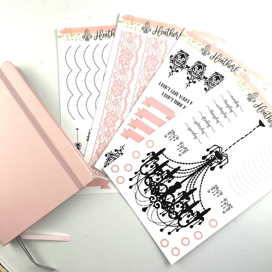STICKERS Extra Large Pink Chandelier Deco for Planners, Journal, Bullet ...