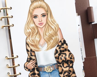 Leopard Fashion Girl Planner Dashboard: A6, B6, Personal, A5