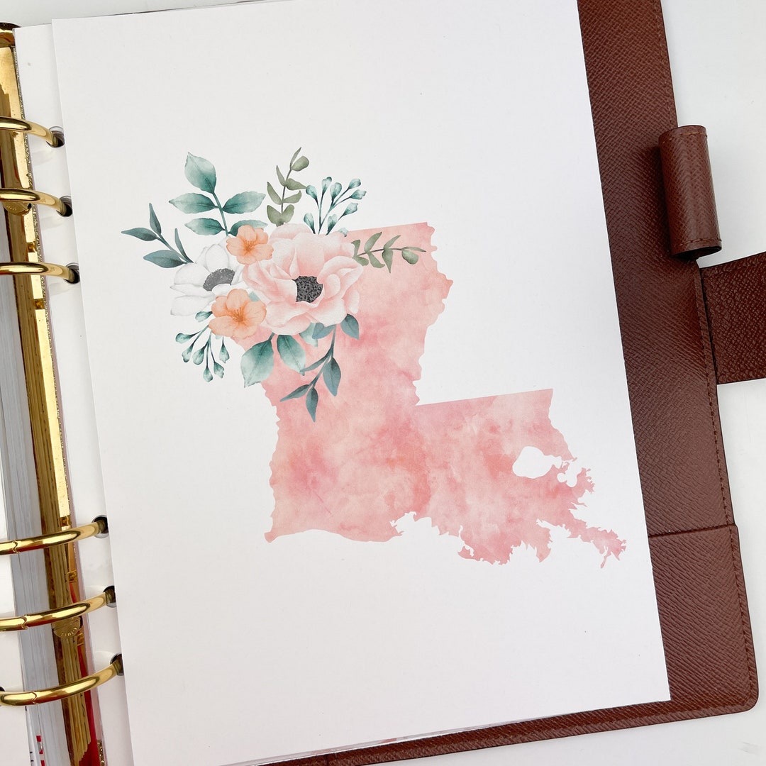 Watercolor State Floral Dashboard: Ring Planner Insert - Etsy