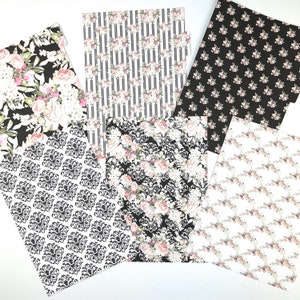 DIVIDER SET BLACK Pink Rose Floral for Ring Planners A5, A5 Wide, Pocket, Personal, B6, A6