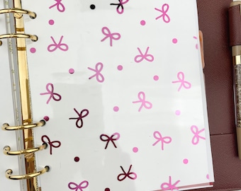 FOILED  Bow ACETATE DASHBOARD for Ring Planners , A6, B6, Personal, Personal Wide, Pocket, A5
