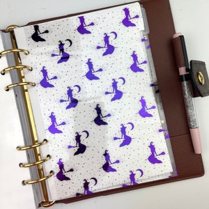HALLOWEEN WITCH Foiled Acetate DASHBOARD for Ring Planners , A6, B6, Personal, Personal Wide, Pocket, A5