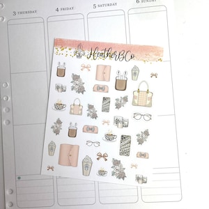 ADESIVI ROSA NEUTRO Decorazione per planner, diario, bullet journal, quaderni da viaggio, raccoglitori ad anelli