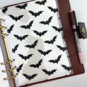 HALLOWEEN BAT Foiled Acetate DASHBOARD for Ring Planners , A6, B6, Personal, Personal Wide, Pocket, A5