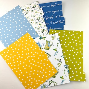 DIVIDER SET GARDEN Yellow Green Floral for Ring Planners A5, A5 Wide, Pocket, Personal, B6, A6