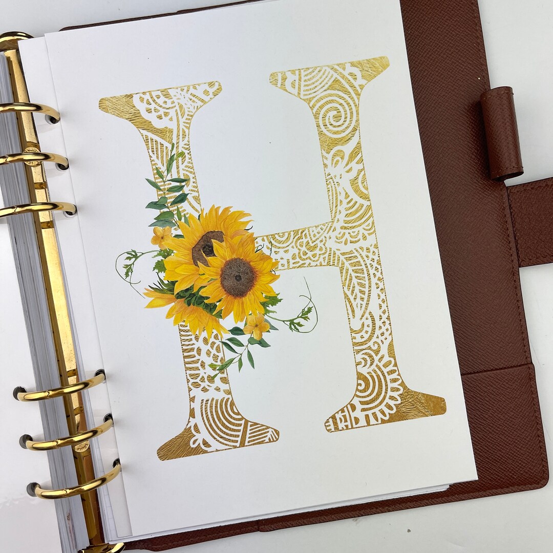 Sunflower Initial Planner Dashboard: A6, B6, Personal, A5 - Etsy
